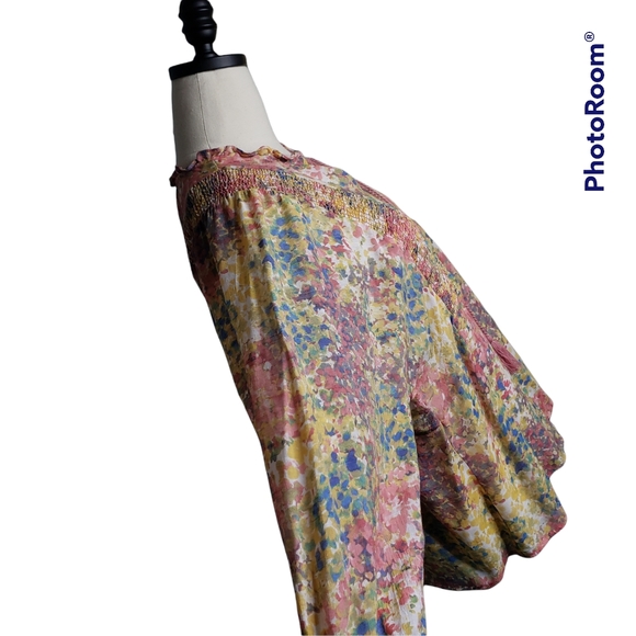 Zac & Rachel Boho Peasant abstract floral rayon blend top medium ♡ - Picture 9 of 9